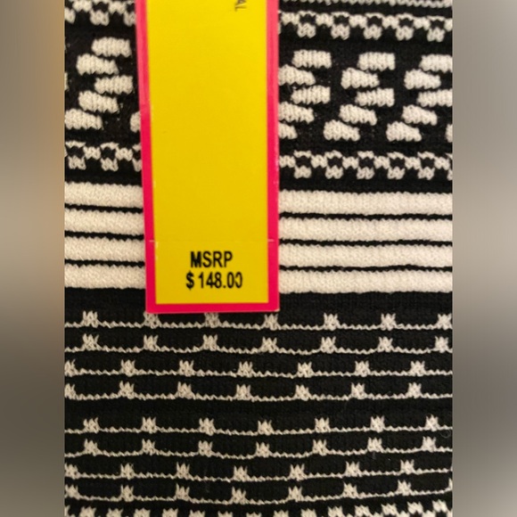 NWT Catherine Malandrino long-sleeve knee length stretchy black white dress - Picture 3 of 13